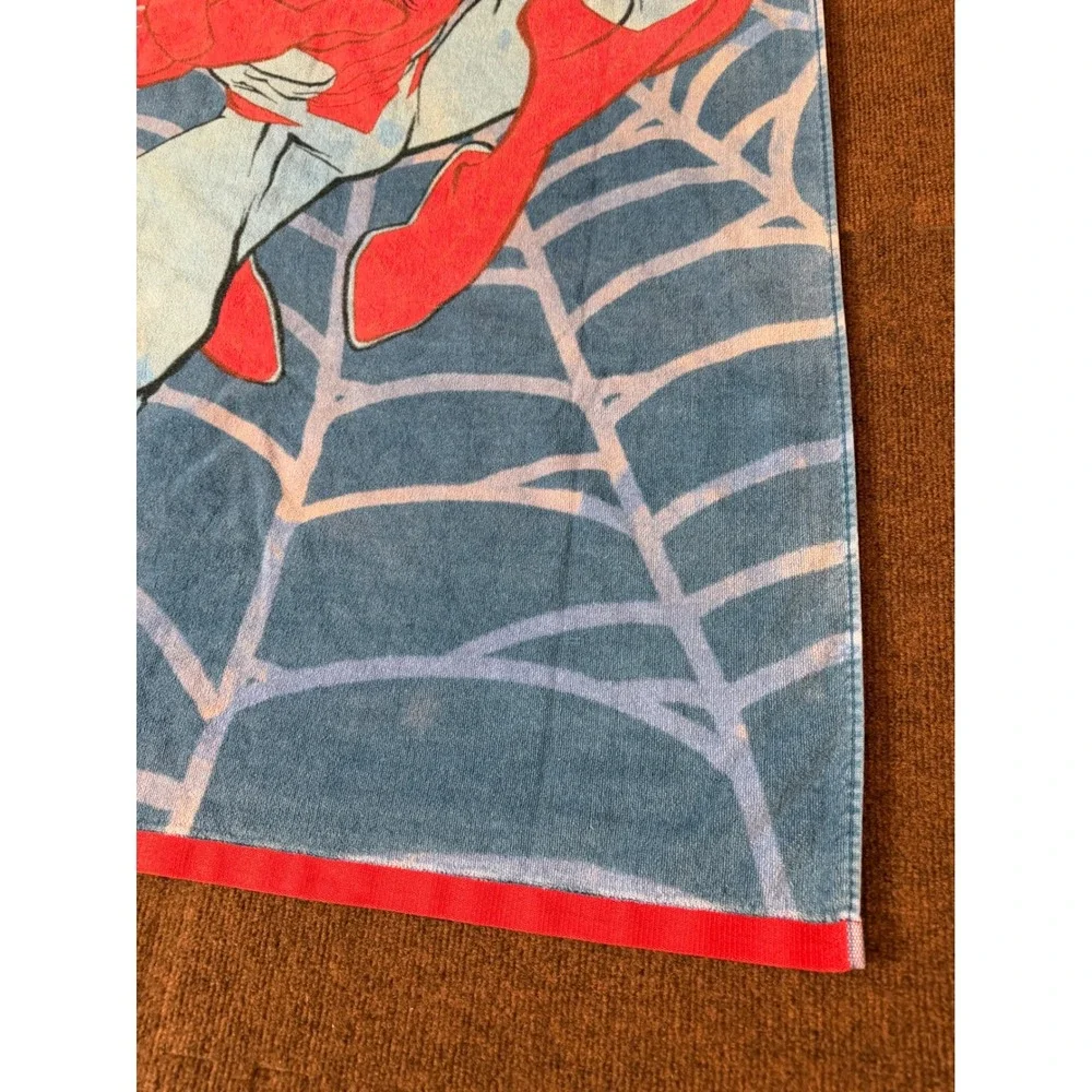 Marvel Spider-Man Beach Towel Blue Red Web Graphic Cotton Bath Towel Kids